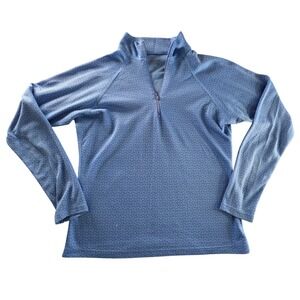 Marmot Womens Blue Scroll Print Quarter Zip Pullover Mock Neck Top Size M